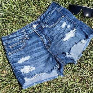 dark washed denim shorts